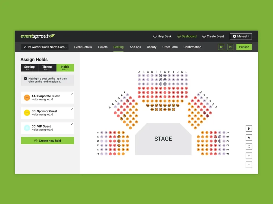 EventSprout — assigning holds