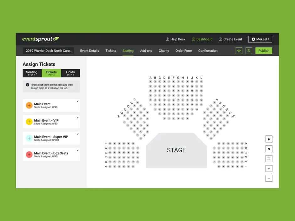 EventSprout — assigning tickets