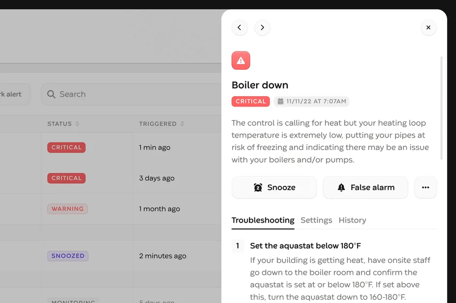Runwise — alert side panel